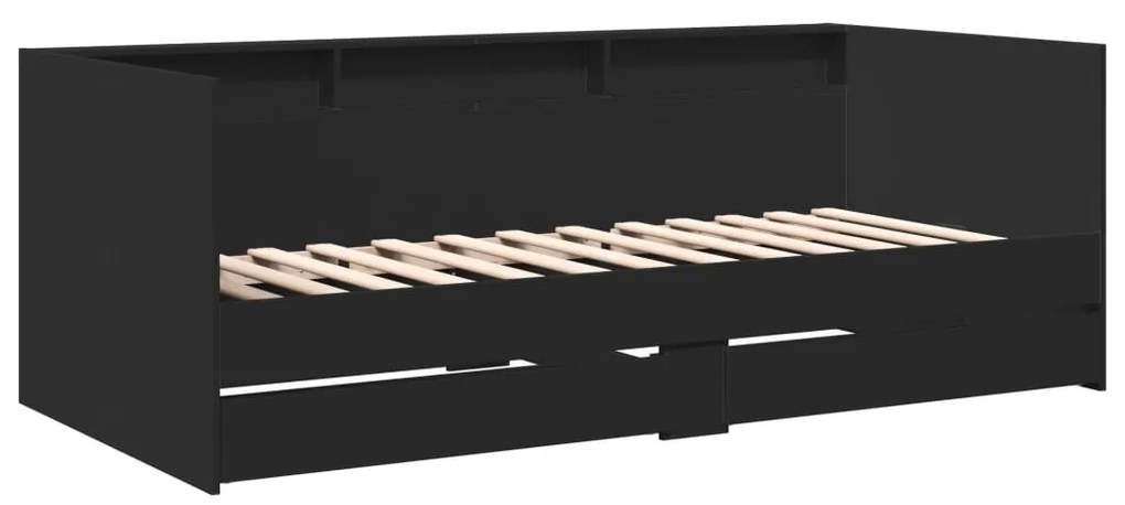 Sofá-cama com gavetas sem colchão 75x190 cm preto