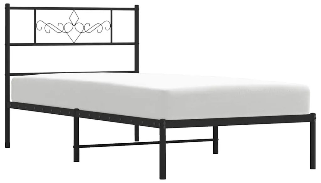 Estrutura de cama com cabeceira 100x200 cm metal preto