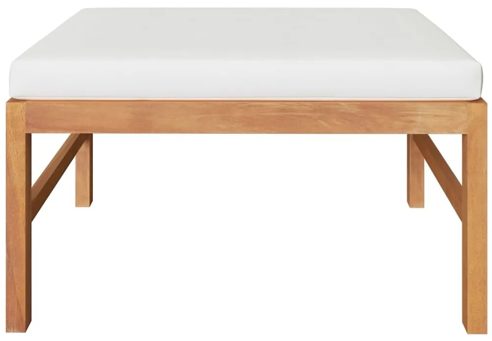 3 pcs conj. lounge de jardim c/ almofadões cor creme teca