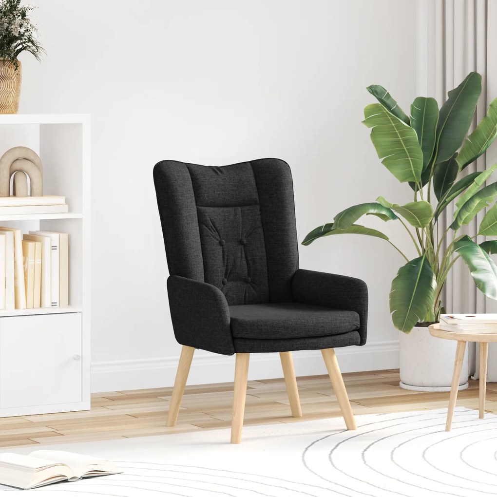 Cadeira Relaxante vidaXL Tecido Preto