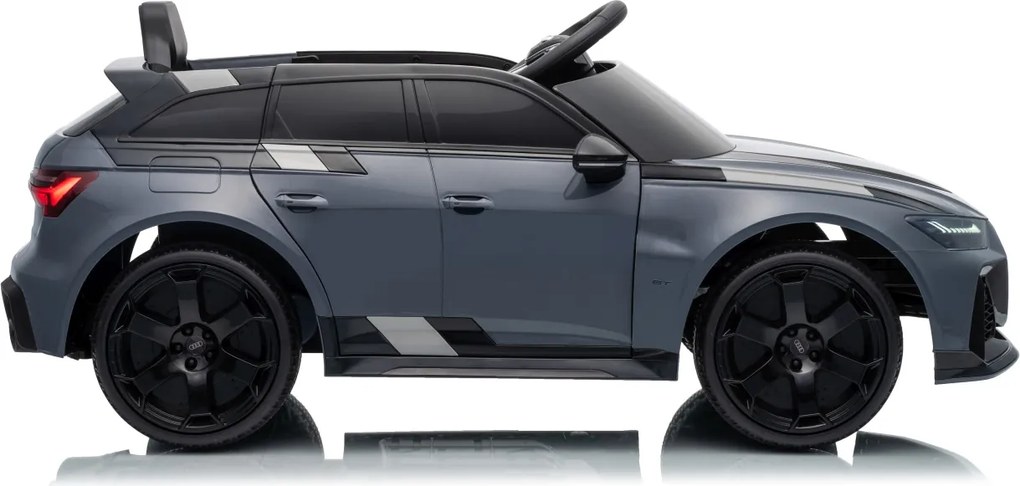 Carro elétrico para Crianças 12V 4x4 Audi RS6 Avant GT Rodas de espuma EVA, Assento Couro ecológico Cinzento