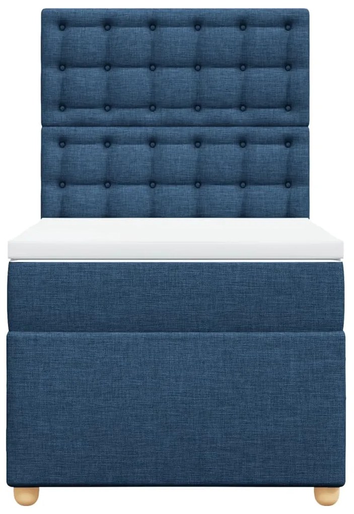 Cama com molas/colchão 90x200 cm tecido azul
