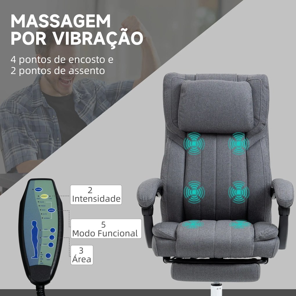 Vinsetto Cadeira de Escritório com 6 Pontos de Massagem por Vibração C