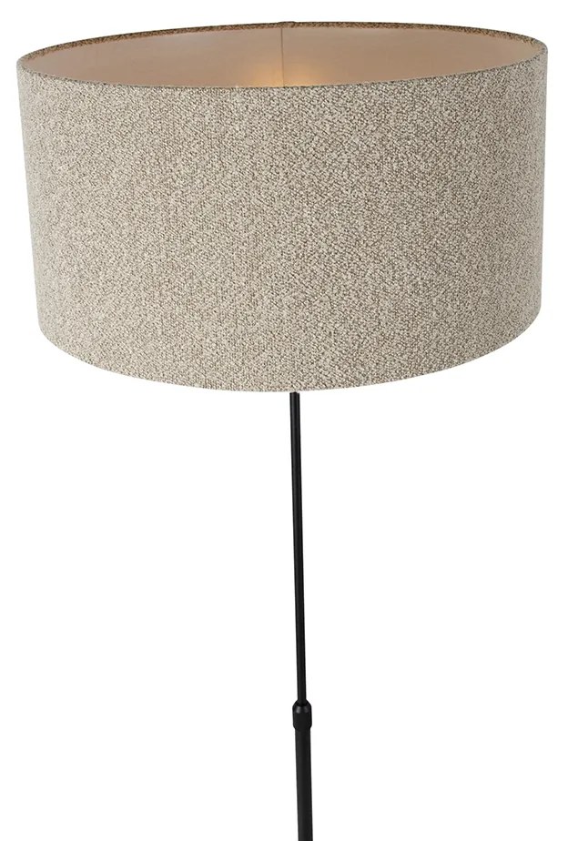 Candeeiro de chão preto regulável com abajur taupe 50 cm - Parte Design