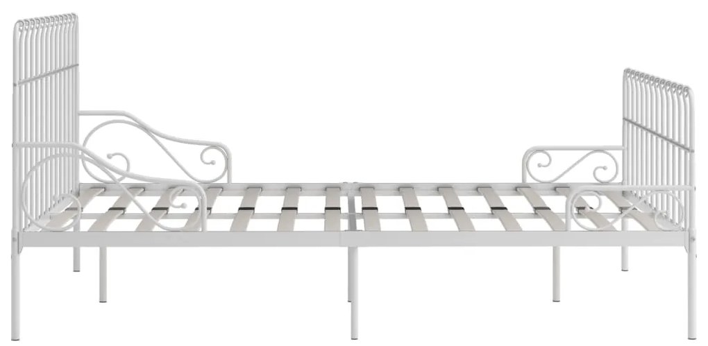 Estrutura de cama com estrado de ripas 200x200 cm metal branco