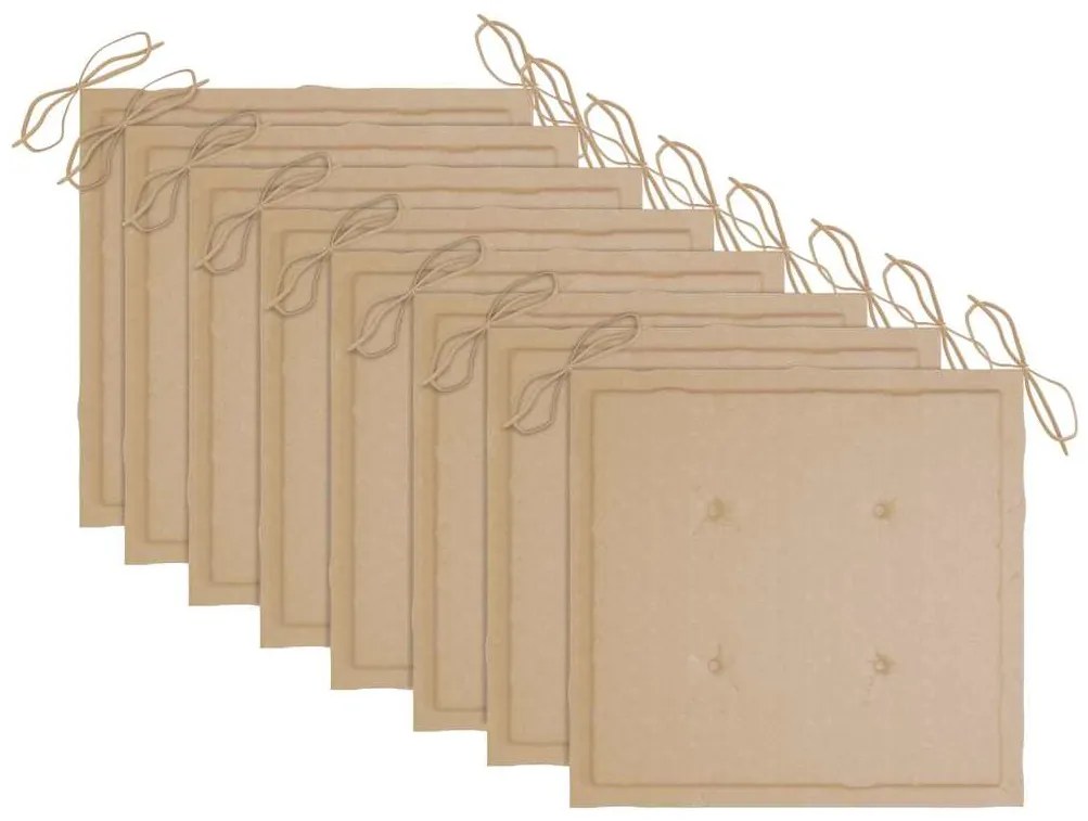 Cadeiras de exterior dobráveis c/ almofadões 8pcs acácia maciça