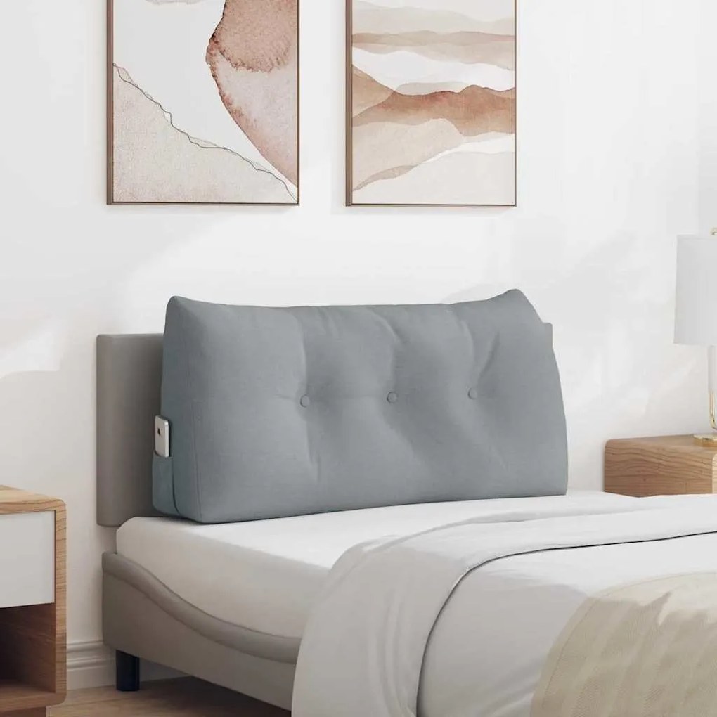 vidaXL Travesseiro para Costas Cinzento-claro 100 x 24 x 50 cm tecido