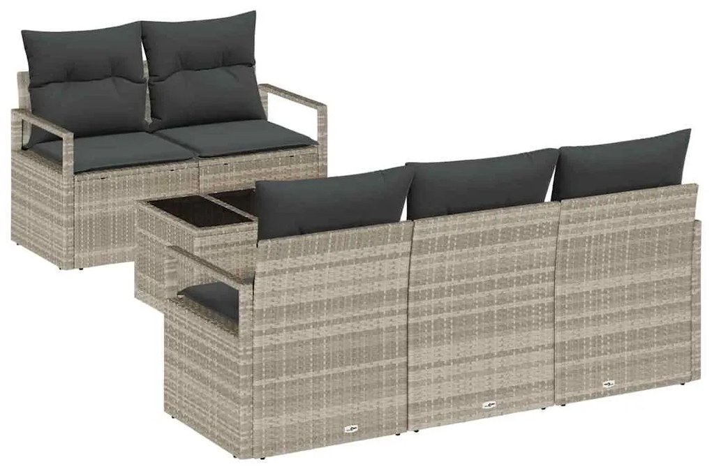 Conjunto de Sofá de Jardim vidaXL 6 Peças com Almofadas Cinza Claro Ra