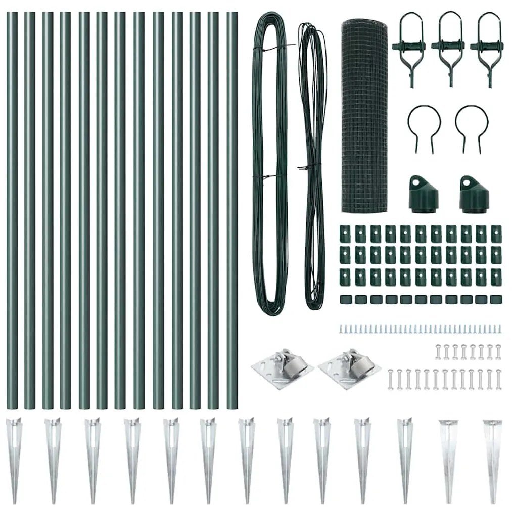 Conjunto de Postes de Cerca de PVC Conjunto de 2 Verde PVC, Metal