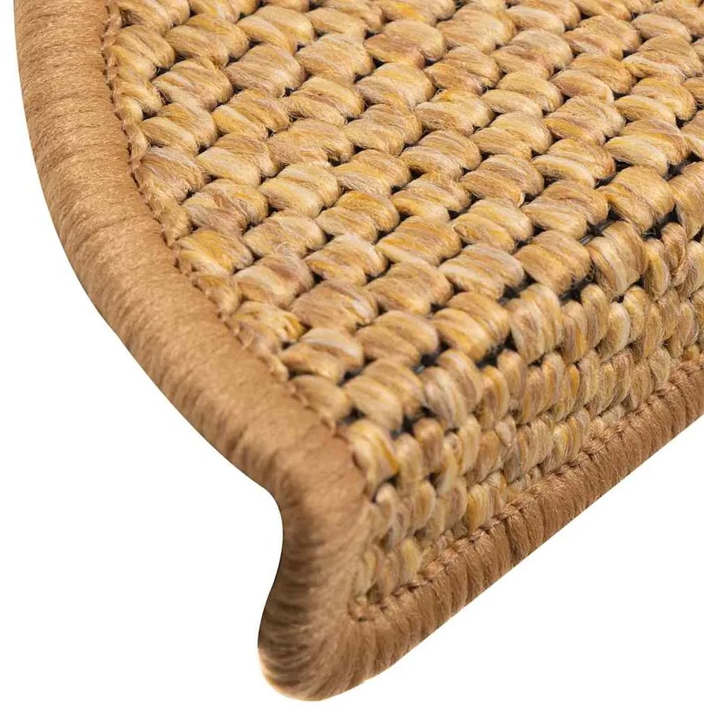 Tapetes escada adesivos aspeto sisal 15 pcs cor de sisal
