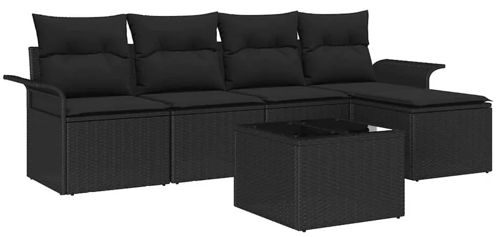 Conjunto de Sofás Jardim vidaXL de 6 peças com Almofadas Bege Rattan P