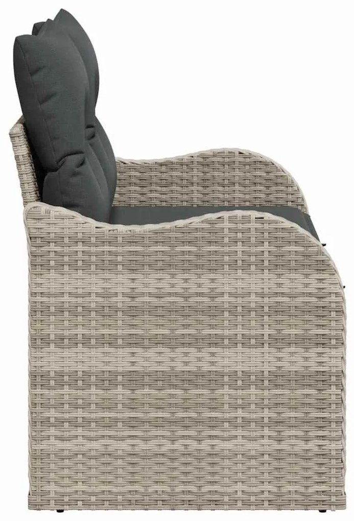 Sofá de Jardim 2 Lugares com Almofadas Cinza Claro em Rattan