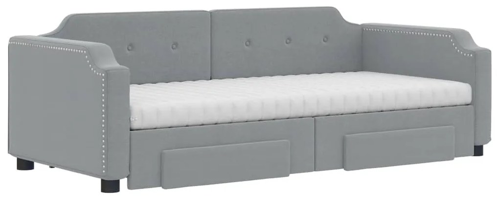 Sofá-cama c/ gavetão e gavetas 100x200 cm tecido cinzento-claro