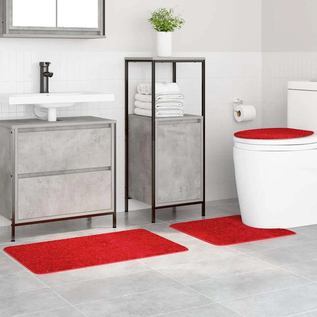 Conjunto de Tapetes de Banho 3 Peças VidaXL Vermelho Polipropileno Ant