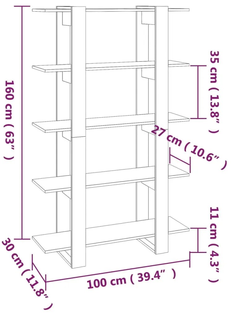 Estante/divisória 100x30x160 cm cor sonoma cinza
