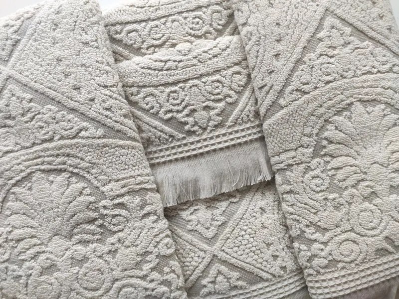 6 Toalhas de banho  jacquard with linen - 550 gr/m2 - 83% Cotton / 17% linen