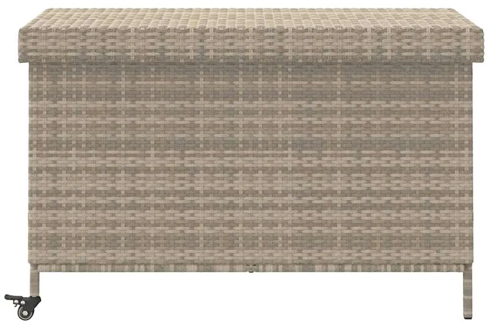 Caixa de arrumação com rodas 110x55x73 cm vime PE cinza-claro