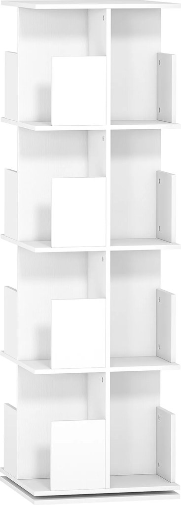 HOMCOM Estante Giratória de 4 Níveis Estante de Arrumação com 16 Compartimentos 39x39x128,3 cm Branco | Aosom Portugal