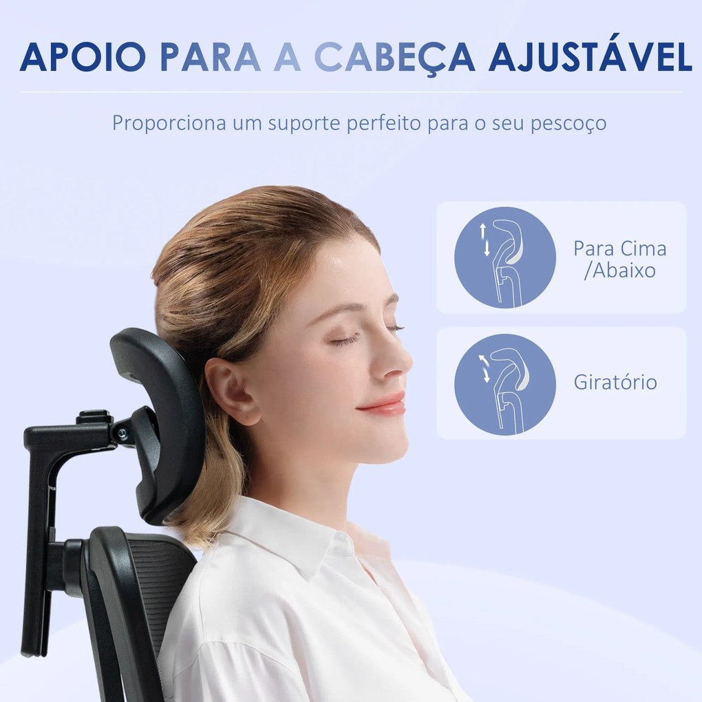 Vinsetto Cadeira de Escritório com Apoio para os Braços 2D Cadeira de