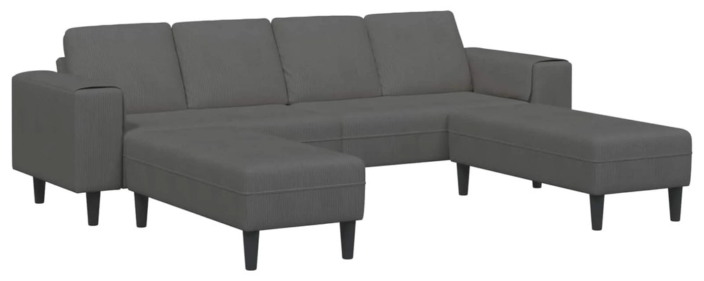 vidaXL Sofá Cinza Escuro 250 x 188 x 76 cm Tecido de Veludo Cotele