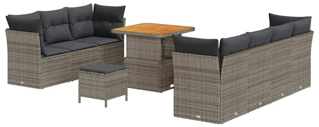 Conjunto de Sofá de Jardim vidaXL com Almofadas Cinzento Poliratan Acá