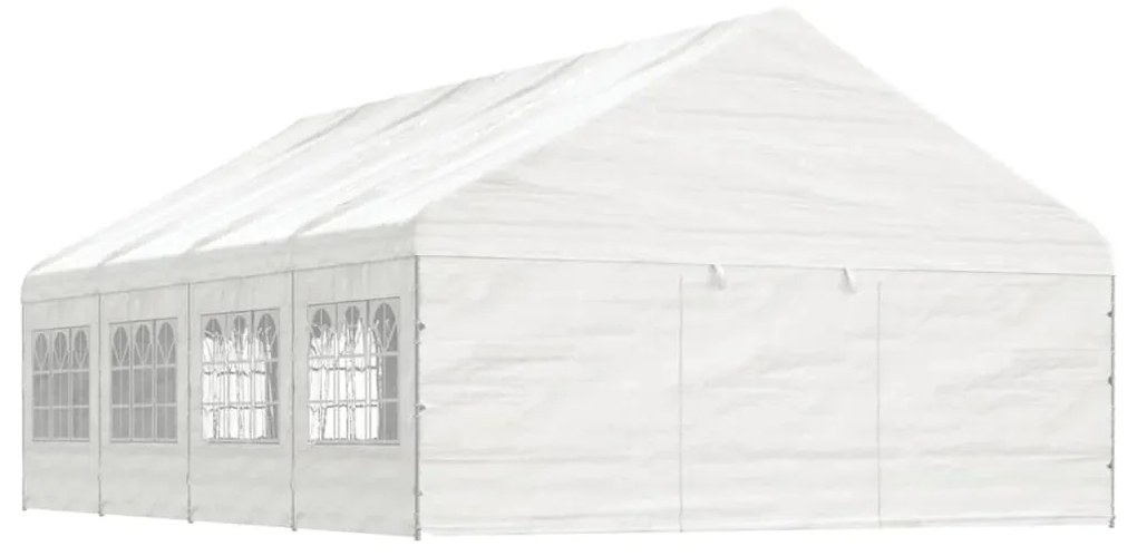 vidaXL Gazebo com telhado 8,92x5,88x3,75 m polietileno branco