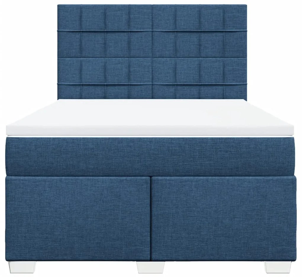 Cama com molas/colchão 160x200 cm tecido azul