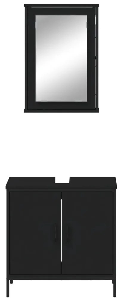 2 pcs conjunto móveis casa de banho derivados de madeira preto