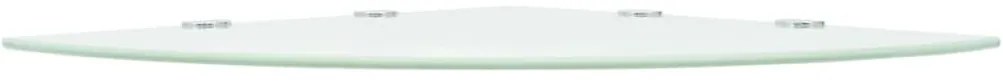 Prateleiras canto 2 pcs suportes cromados 45x45cm vidro branco