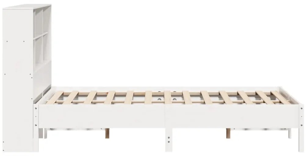 Cama com estante sem colchão 140x200 cm pinho maciço branco