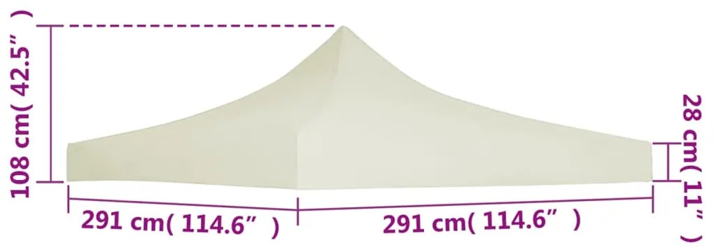 Teto para tendas de festas 3 x 3 m creme