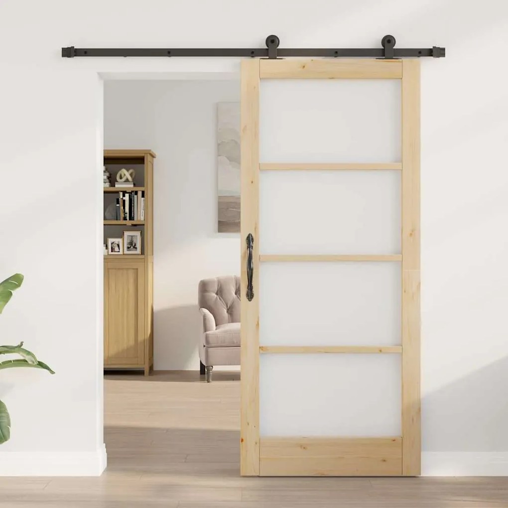 Porta Deslizante vidaXL com Conjunto de Ferragens 'ORKDAL'Madeira Sóli