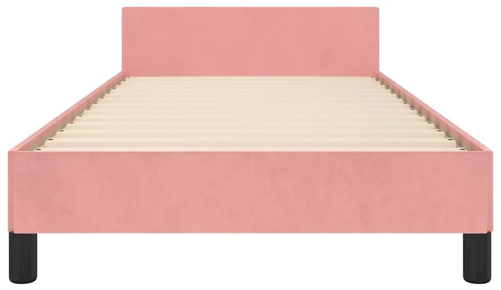 Estrutura cama c/ cabeceira sem colchão 80x200 cm veludo rosa