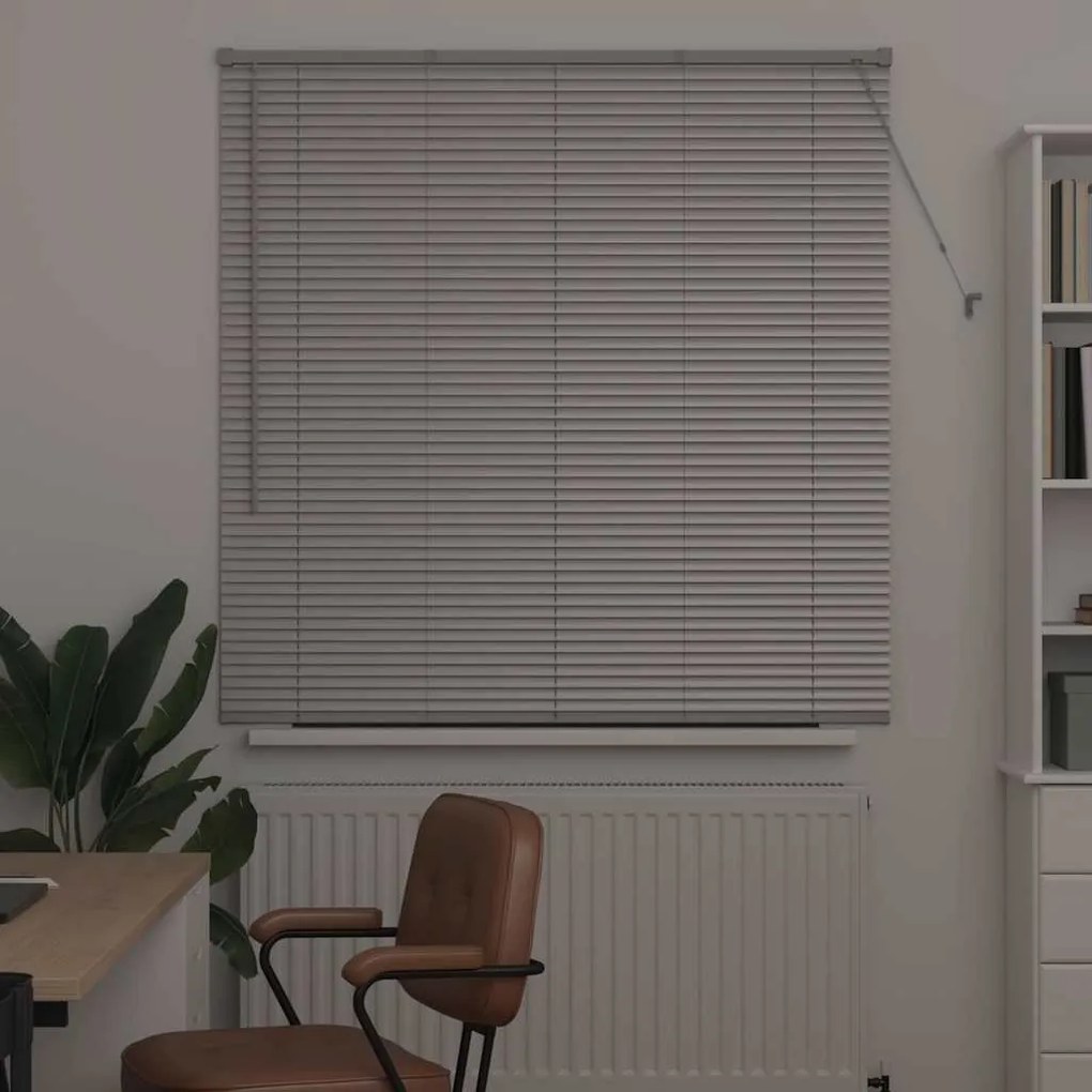 Persiana de Janela com cortinas Manual Prata 80 x 130 cm Alumínio