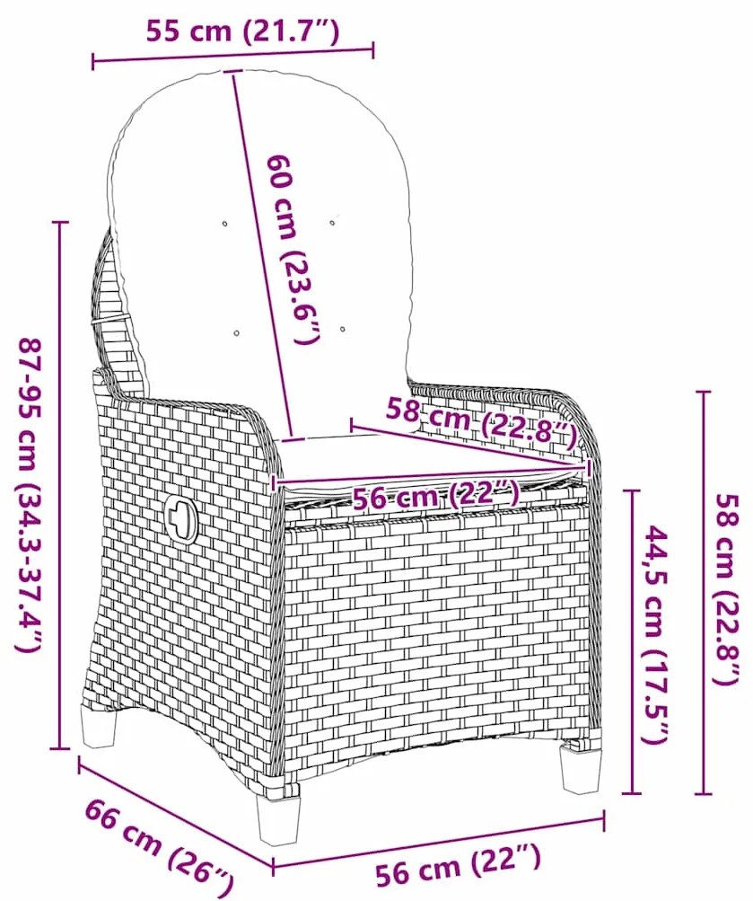Cadeira Recliner vidaXL com Almofada Bege em Rattan Sintético
