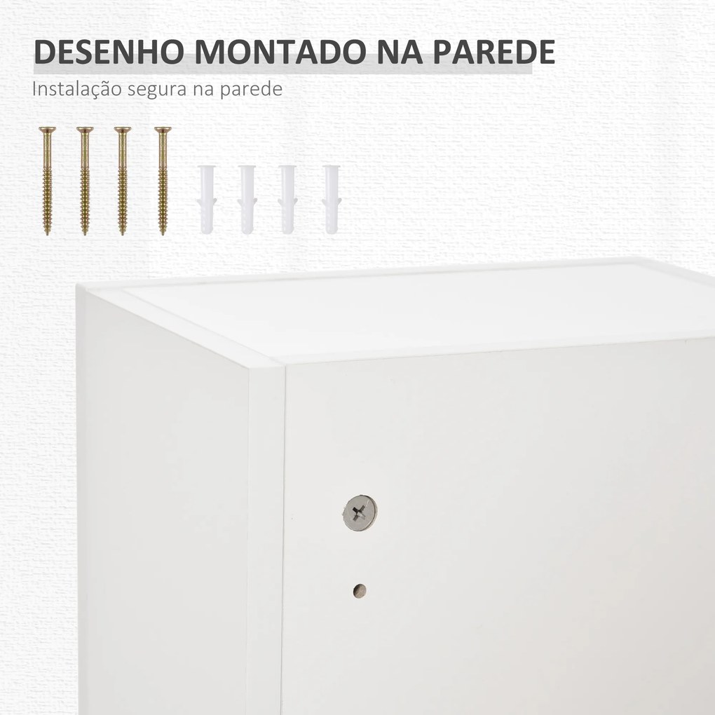 Armário de Medicamentos de Parede 5 Níveis com Prateleiras de Vidro Ajustáveis Fechadura Chaves 30x20x70 cm Branco