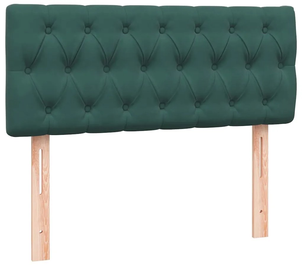 Cama boxspring com colchão 120x210 cm veludo verde-escuro