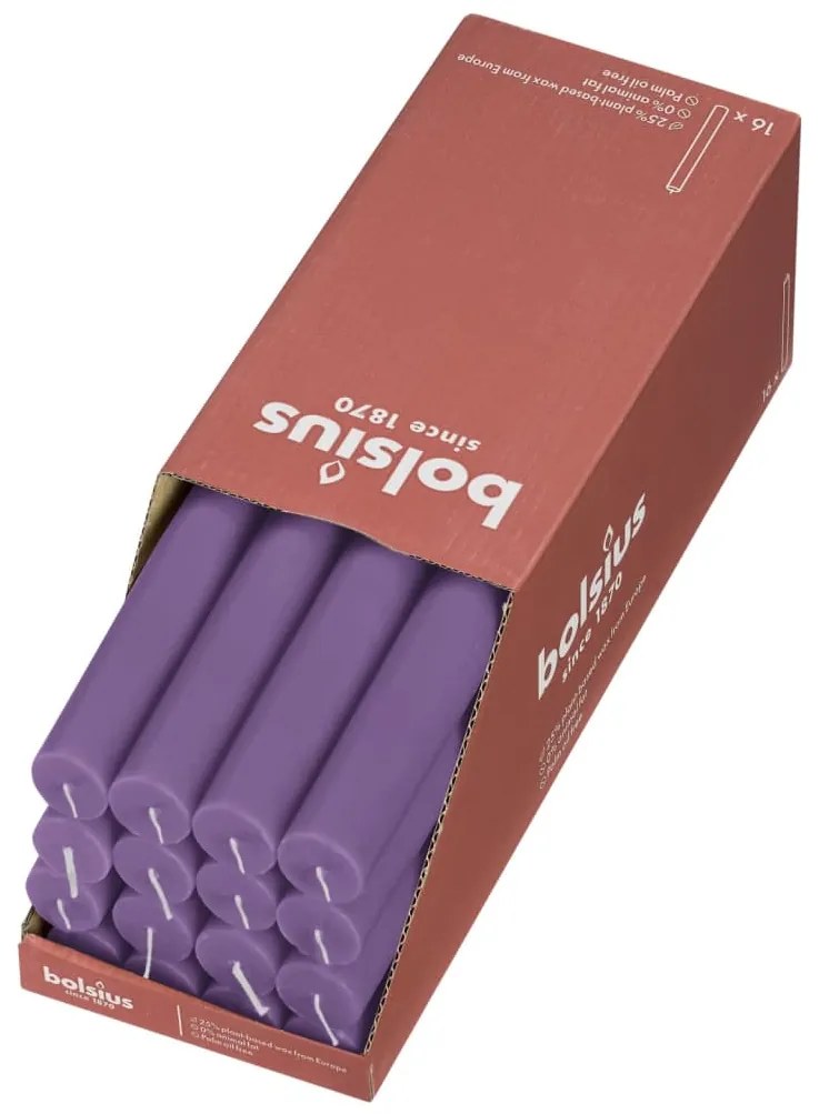 440871 Bolsius Velas de mesa Shine 16 pcs 27 cm violeta vibrante