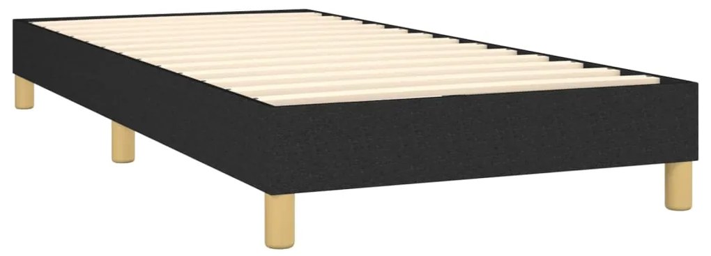 Cama box spring c/ colchão e LED 80x200 cm tecido preto