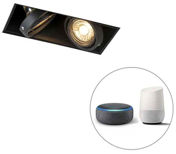 LED Foco embutido inteligente preto incl. 2 Wifi GU10 Trimless - Oneon 2 Moderno