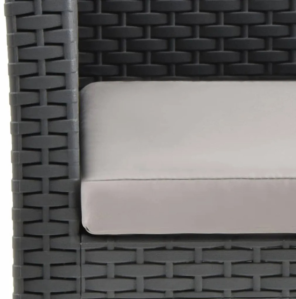 2 pcs conjunto lounge de jardim com almofadão vime PP antracite