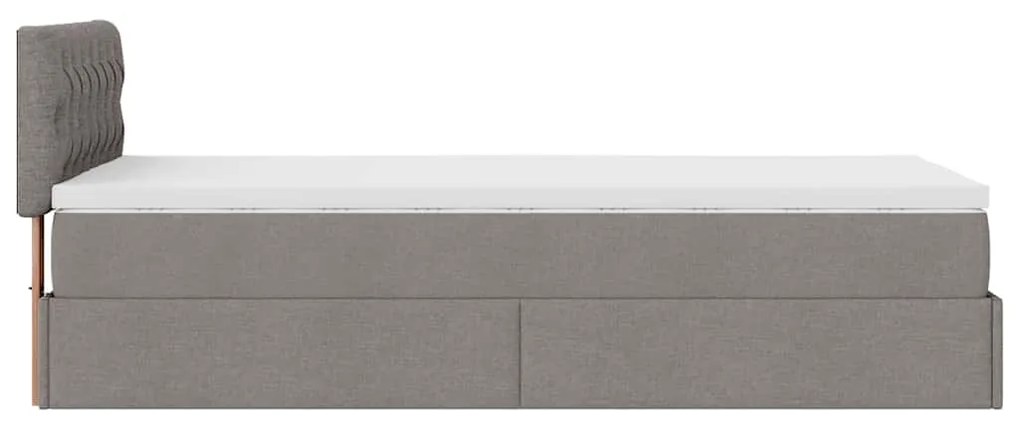 Cama otomana com colchão 100x200 cm tecido cinza