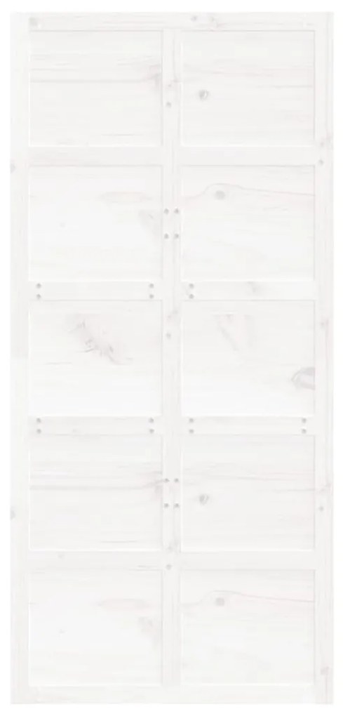 Porta de celeiro 100x1,8x214 cm madeira de pinho maciça branco