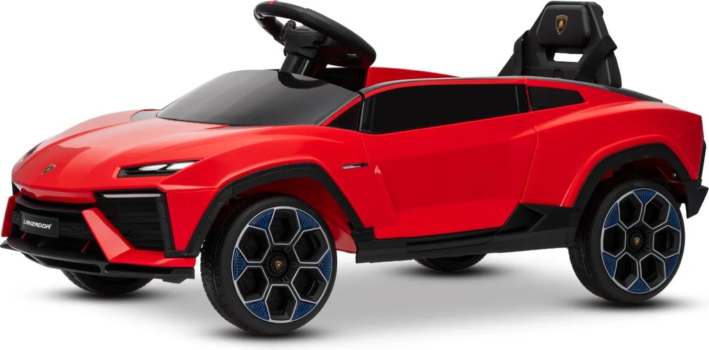 Carro elétrico para crianças Lamborghini Lanzador 12V com licença, bateria de lítio, luzes LED, controle remoto Vermelho