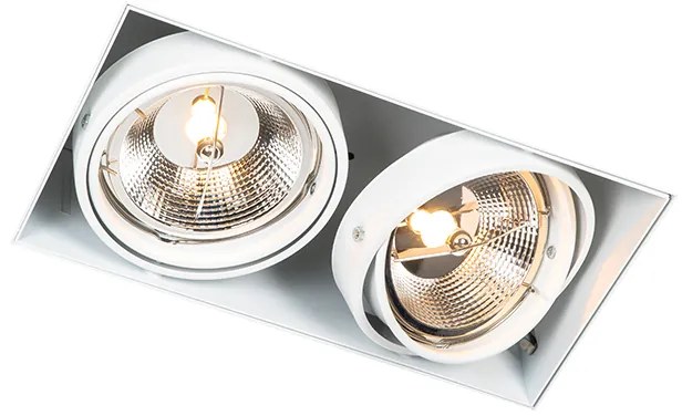 Foco embutido branco GU10 AR111 sem moldura 2 luzes - Oneon Moderno