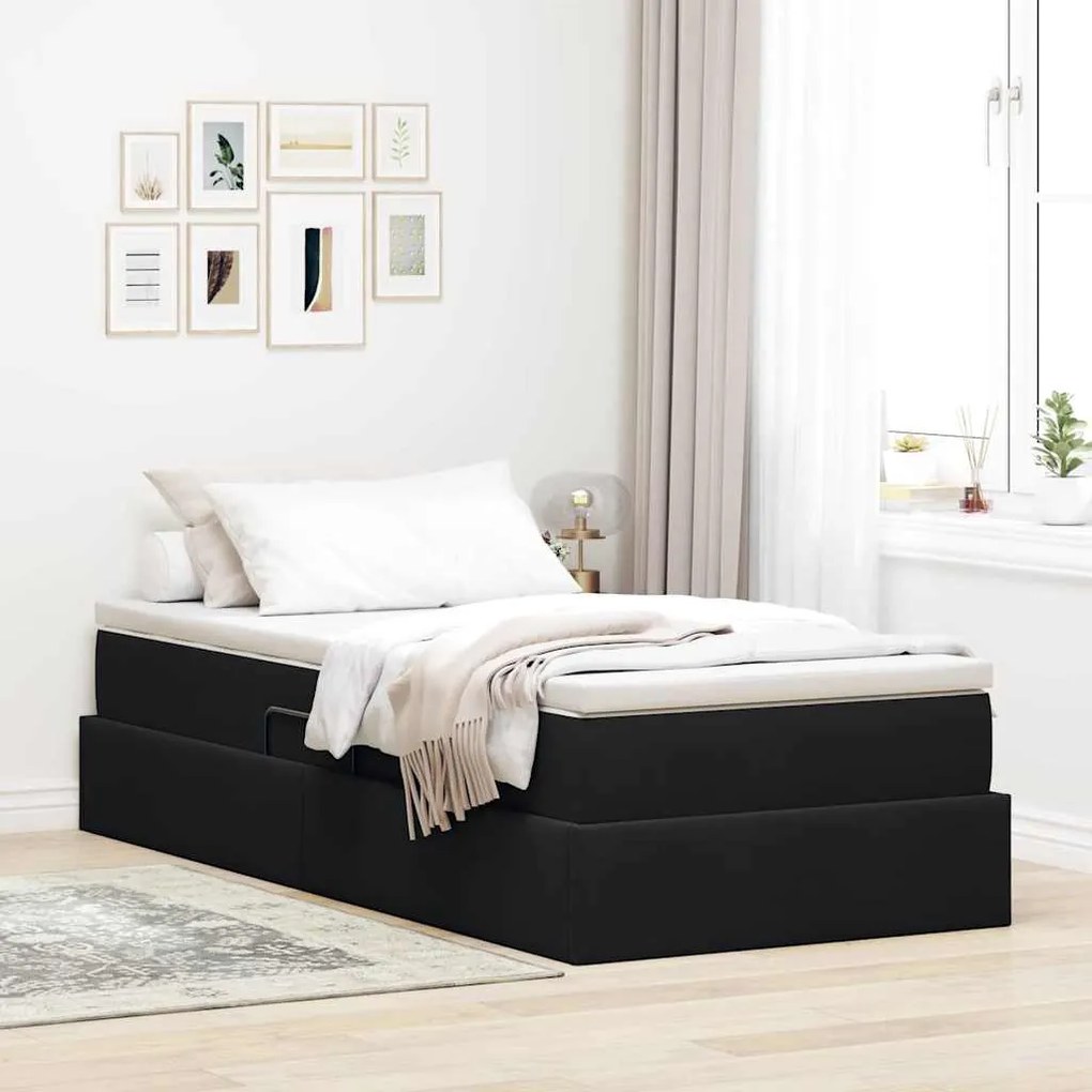 vidaXL Cama com arrumação e colchão Preto 90 x 190 cm Veludo