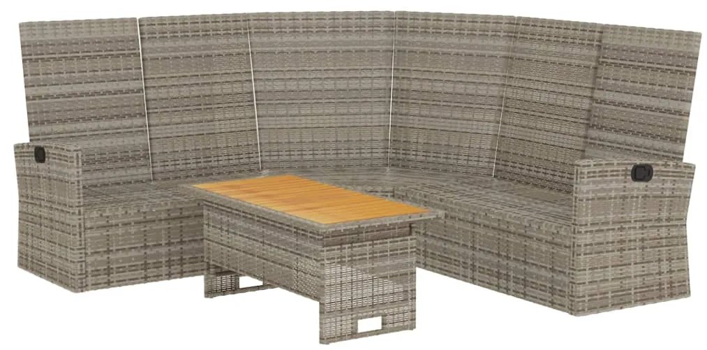 2 pcs conjunto lounge de jardim c/ almofadões vime PE cinzento