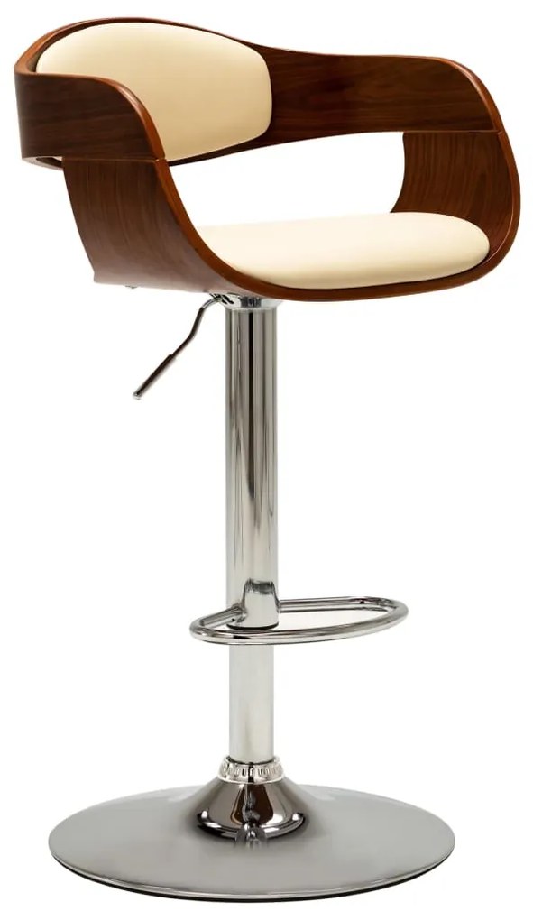 Bancos de bar 2 pcs madeira curvada e couro artificial creme