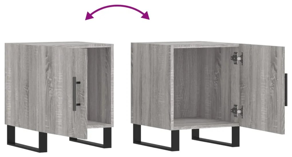 Mesa cabeceira 2pcs 40x40x50 cm madeira processada cinza sonoma