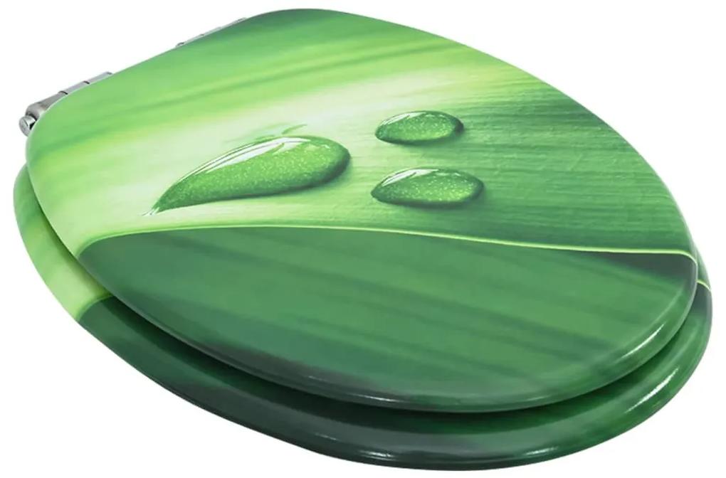 Assento sanita c/ tampa fecho suave MDF design gotas água verde